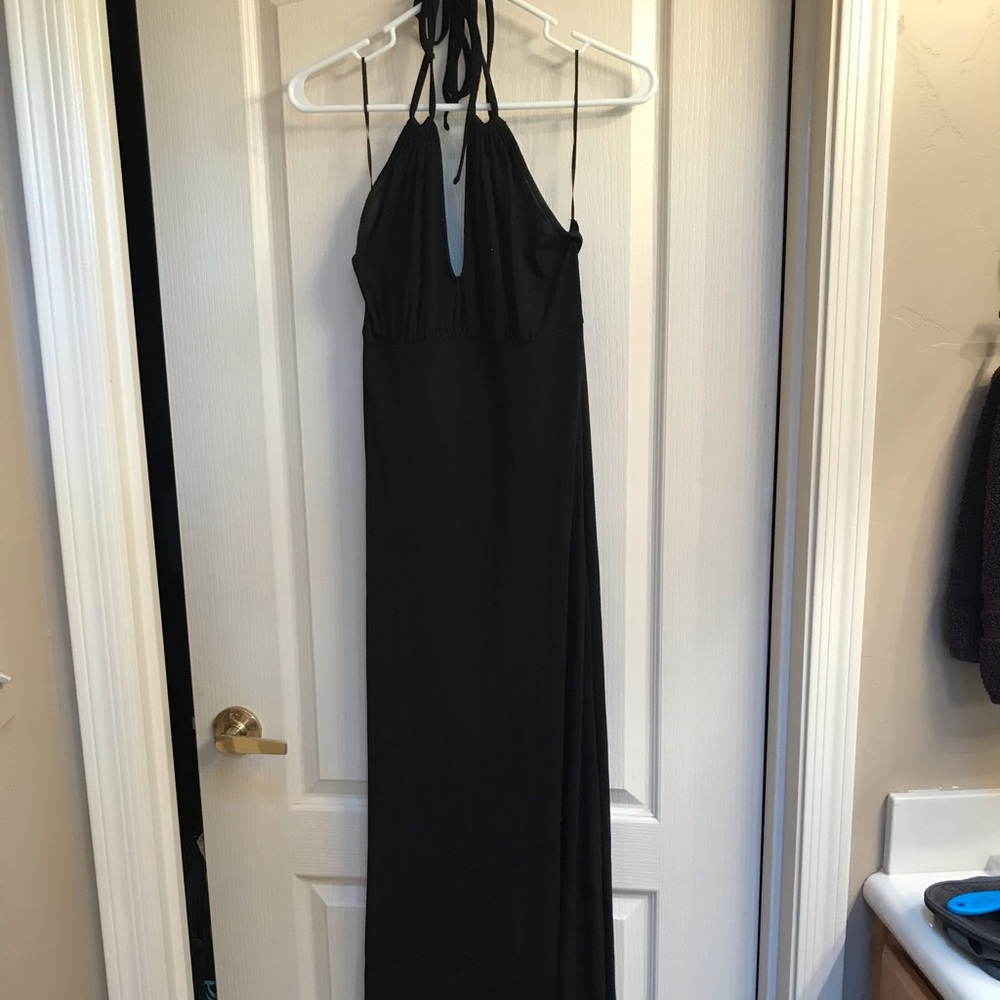 Express Maxi Double Tie Black Dress